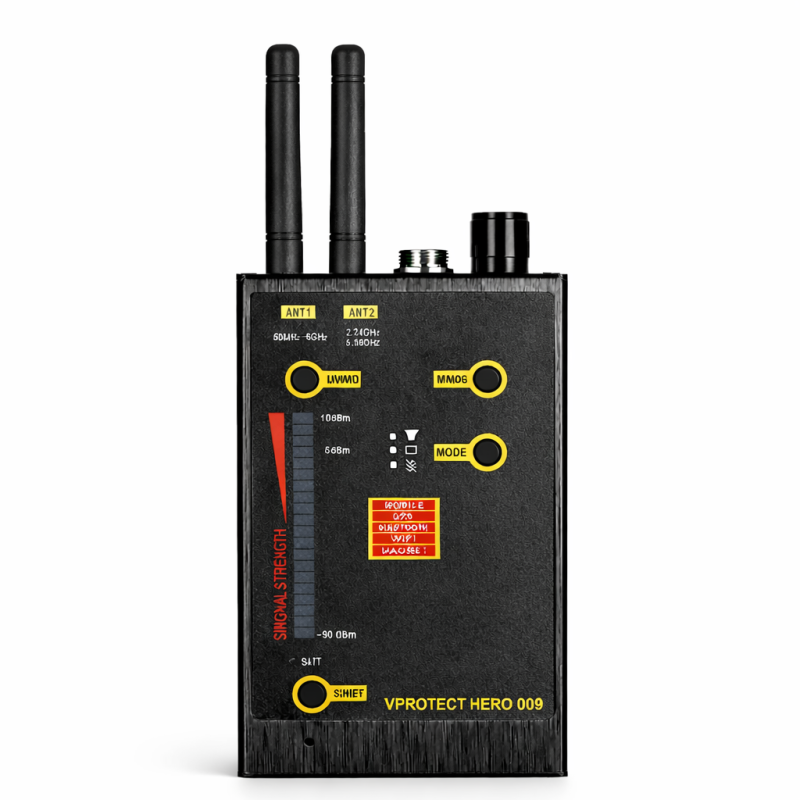 Multifunkčný RF detektor skrytých kamier a GSM odposluchov VPro Hero 009