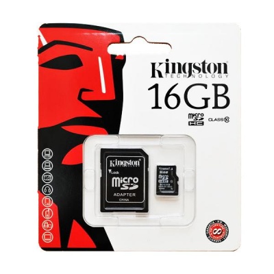 16 GB pamäťová Micro SD karta Kingston + SD Adaptér, CLASS 10